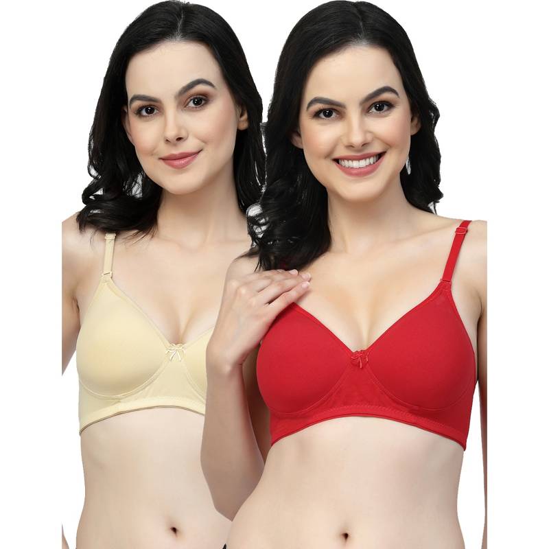 Floret Women Lightly Padded Medium Coverage T-Shirt Bra (Pack of 2) (30B)