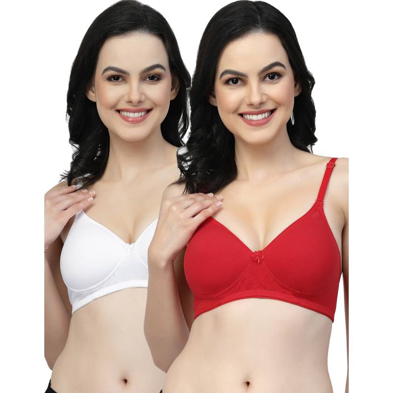 Floret Women Lightly Padded Medium Coverage T-Shirt Bra (Pack of 2) (30B)