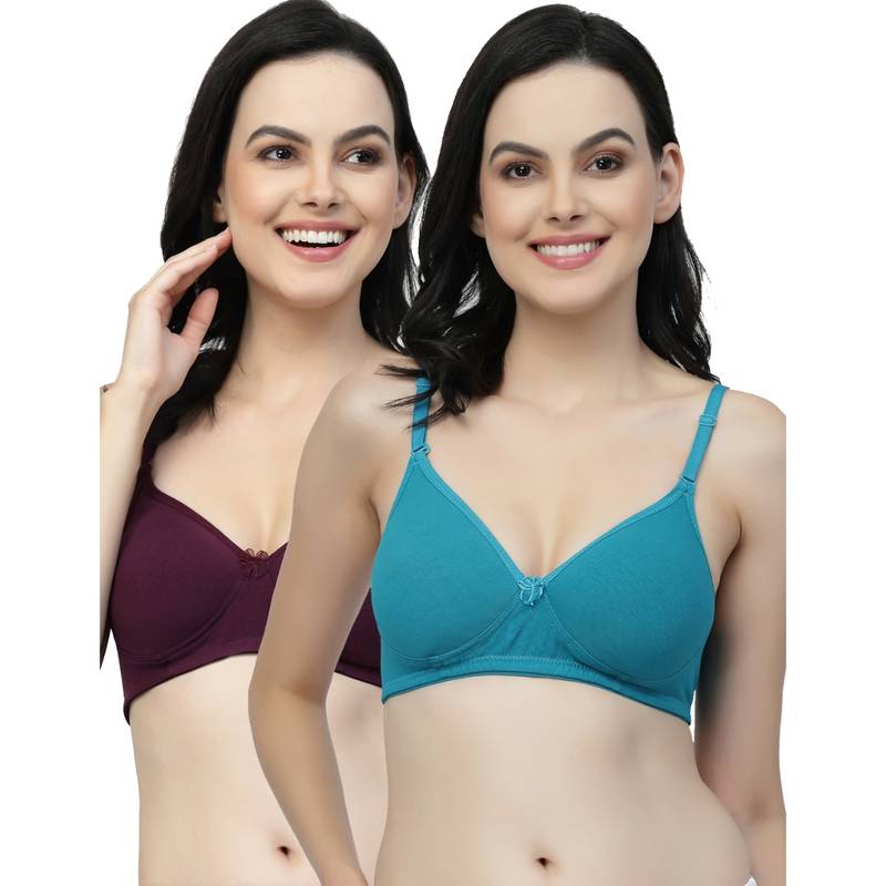Floret Women Lightly Padded Medium Coverage T-Shirt Bra (Pack of 2) (30B)