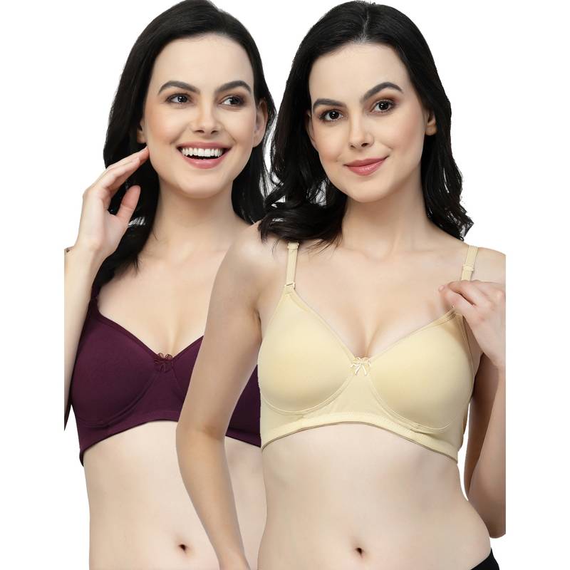 Floret Women Lightly Padded Medium Coverage T-Shirt Bra (Pack of 2) (30B)