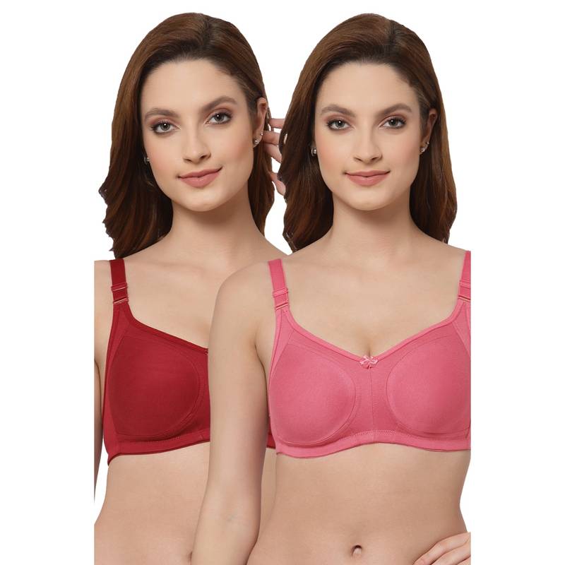 Floret Women Non Padded & Non-Wired Full Coverage T-Shirt Bra (Pack of 2) (30C)
