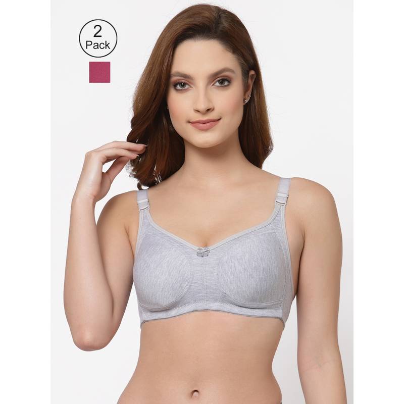 Floret Women Non Padded & Non-Wired Full Coverage T-Shirt Bra (Pack of 2) (30C)