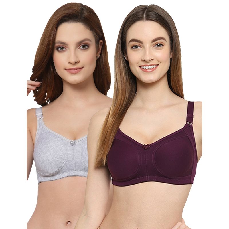 Floret Women Non Padded & Non-Wired Full Coverage T-Shirt Bra (Pack of 2) (38C)