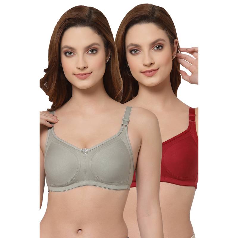 Floret Women Non Padded & Non-Wired Full Coverage T-Shirt Bra (Pack of 2) (30C)