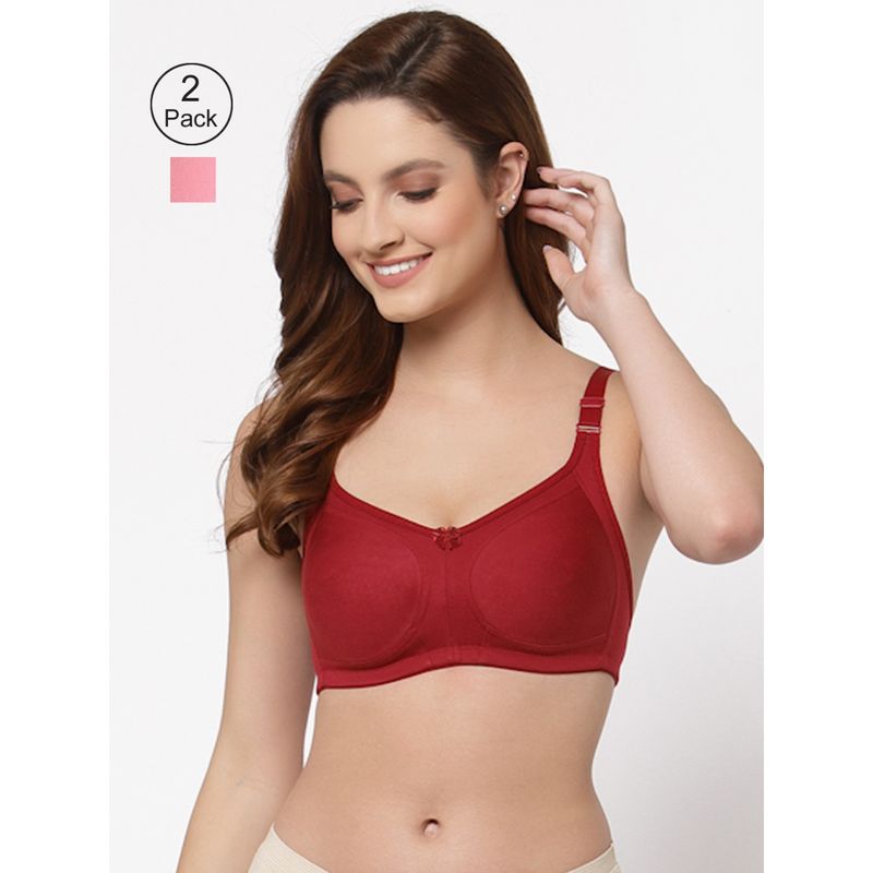 Floret Women Non Padded & Non-Wired Full Coverage T-Shirt Bra (Pack of 2) (30C)