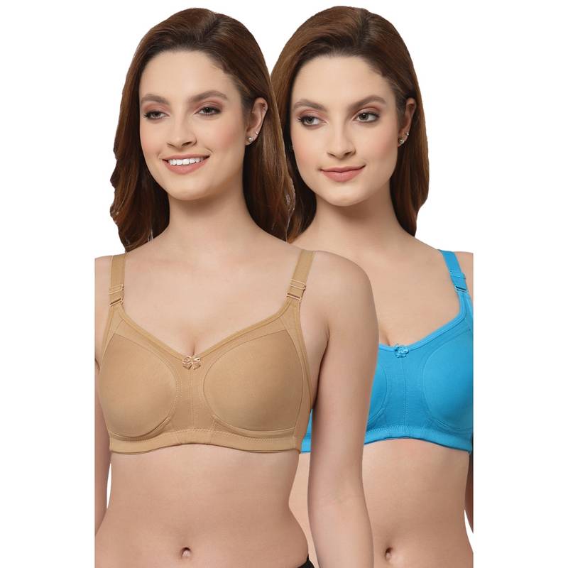 Floret Women Non Padded & Non-Wired Full Coverage T-Shirt Bra (Pack of 2) (30C)