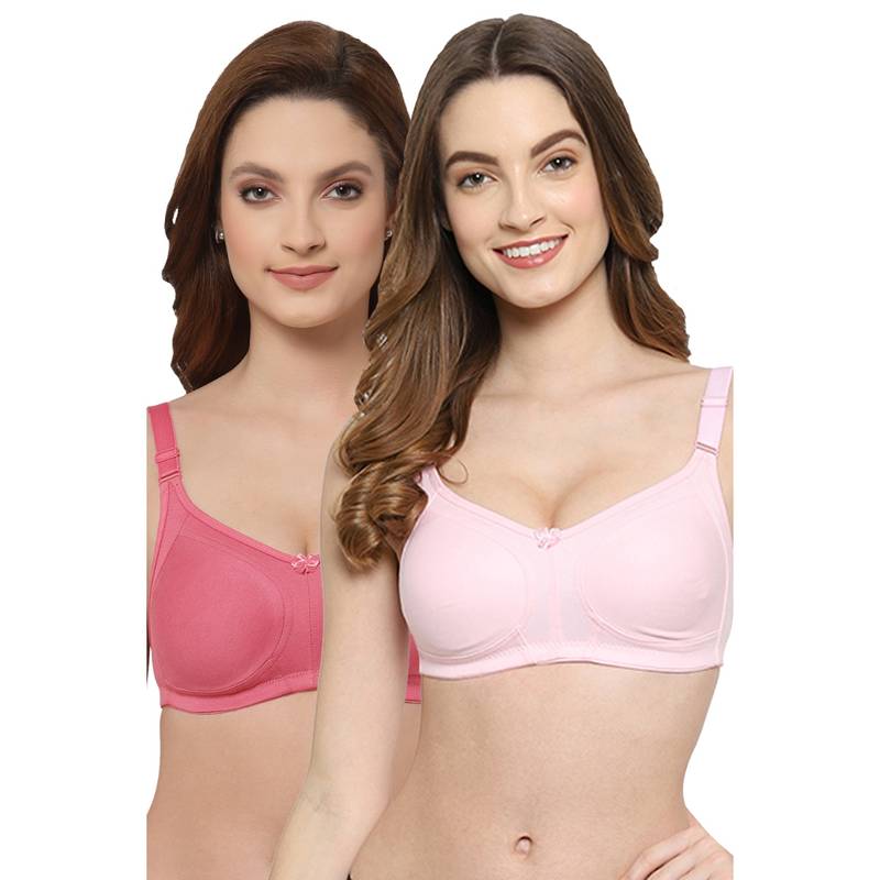 Floret Women Non Padded & Non-Wired Full Coverage T-Shirt Bra (Pack of 2) (30C)