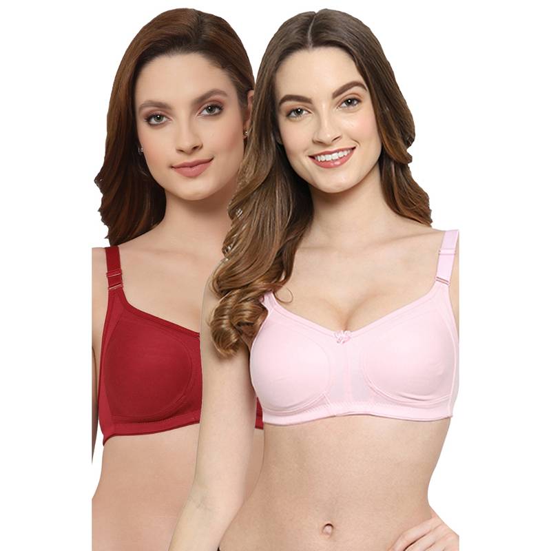 Floret Women Non Padded & Non-Wired Full Coverage T-Shirt Bra (Pack of 2) (30C)