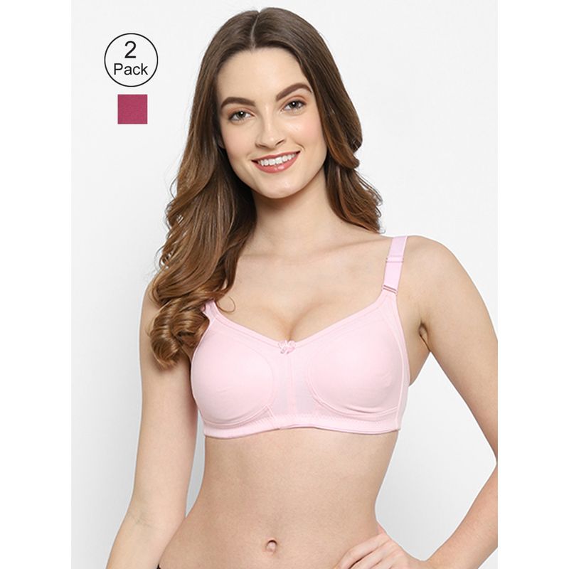 Floret Women Non Padded & Non-Wired Full Coverage T-Shirt Bra (Pack of 2) (30C)