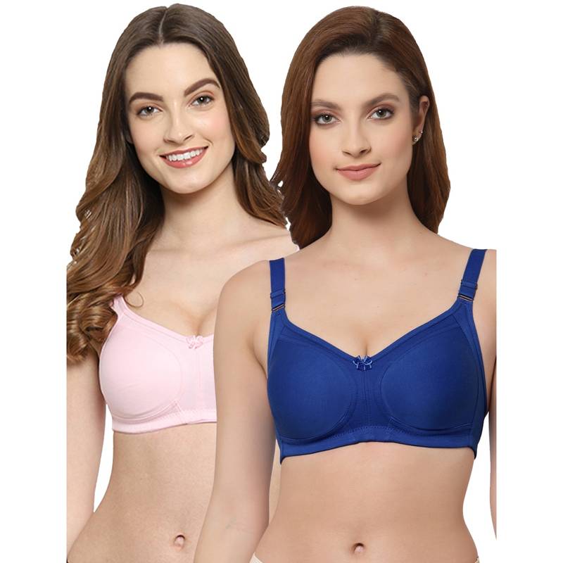 Floret Women Non Padded & Non-Wired Full Coverage T-Shirt Bra (Pack of 2) (30C)