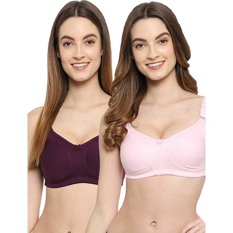 Floret Women Non Padded & Non-Wired Full Coverage T-Shirt Bra (Pack of 2) (40C)