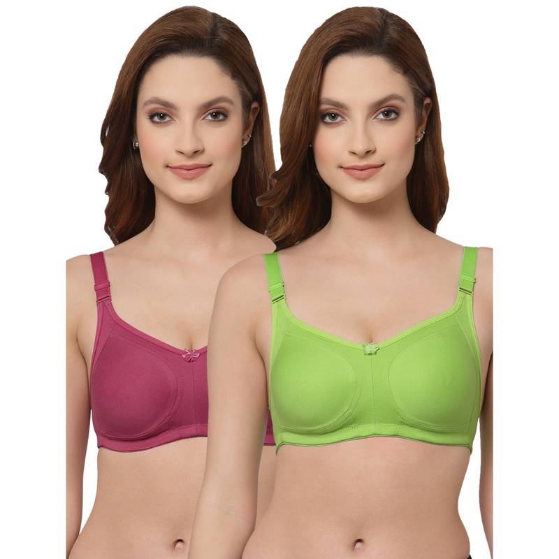 Floret Women Non Padded & Non-Wired Full Coverage T-Shirt Bra (Pack of 2) (30C)