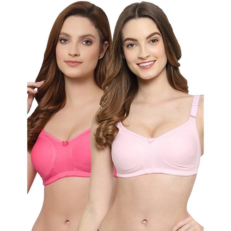 Floret Women Non Padded & Non-Wired Full Coverage T-Shirt Bra (Pack of 2) (30C)