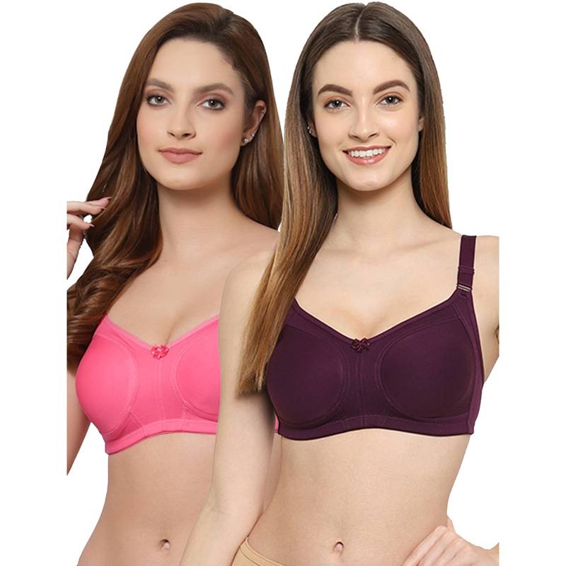 Floret Women Non Padded & Non-Wired Full Coverage T-Shirt Bra (Pack of 2) (30C)