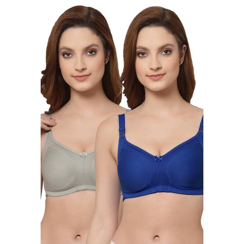 Floret Women Non Padded & Non-Wired Full Coverage T-Shirt Bra (Pack of 2) (30C)
