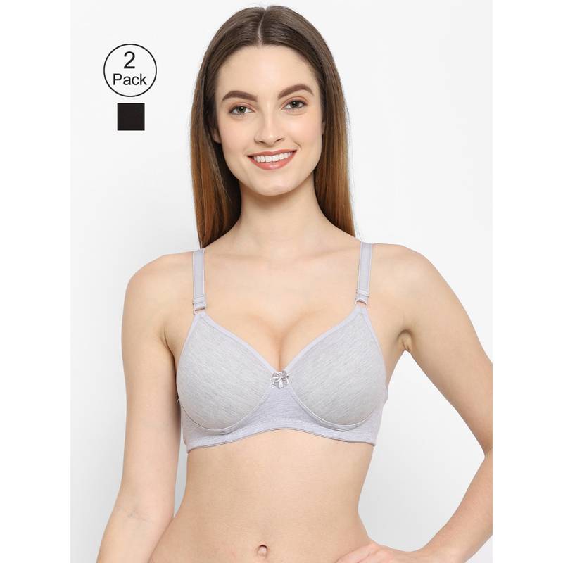 Floret Women Padded & Non-Wired Full Coverage T-Shirt Bra (Pack of 2) (36B)