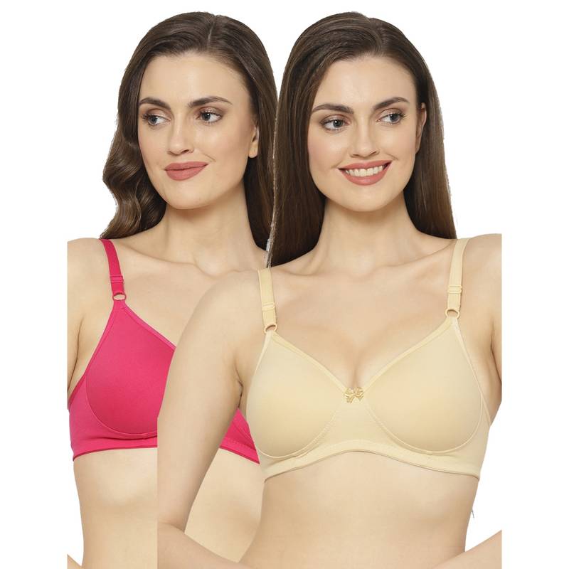 Floret Women Padded & Non-Wired Full Coverage T-Shirt Bra (Pack of 2) (38B)