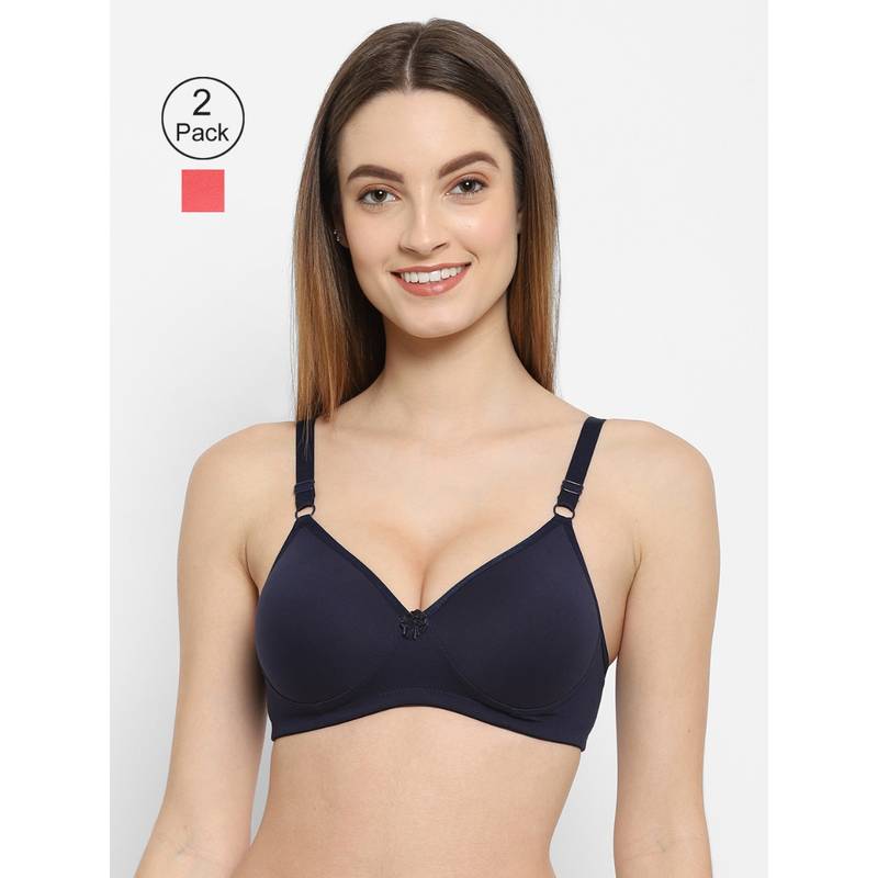Floret Women Padded & Non-Wired Full Coverage T-Shirt Bra (Pack of 2) (36B)
