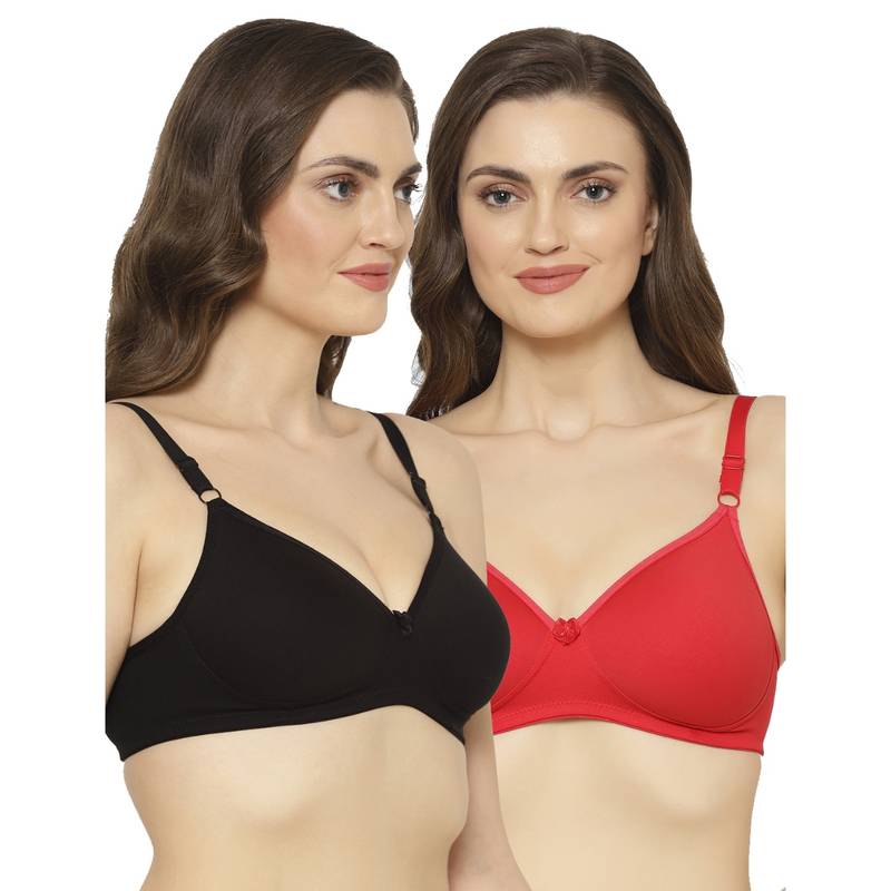 Floret Women Padded & Non-Wired Full Coverage T-Shirt Bra (Pack of 2) (30B)