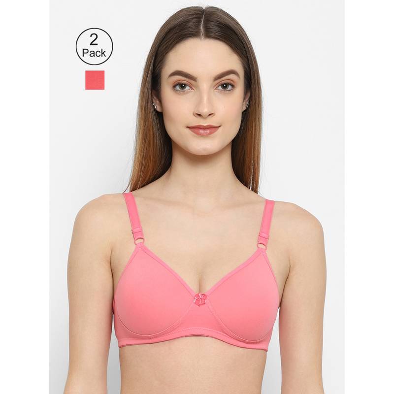 Floret Women Padded & Non-Wired Full Coverage T-Shirt Bra (Pack of 2) (30B)