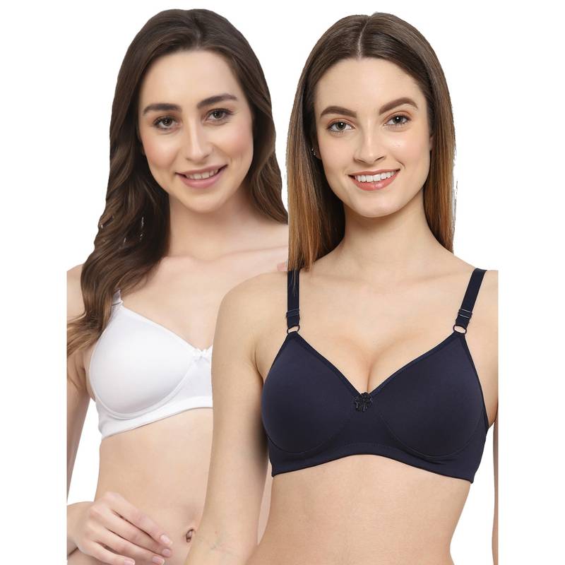 Floret Women Padded & Non-Wired Full Coverage T-Shirt Bra (Pack of 2) (30B)