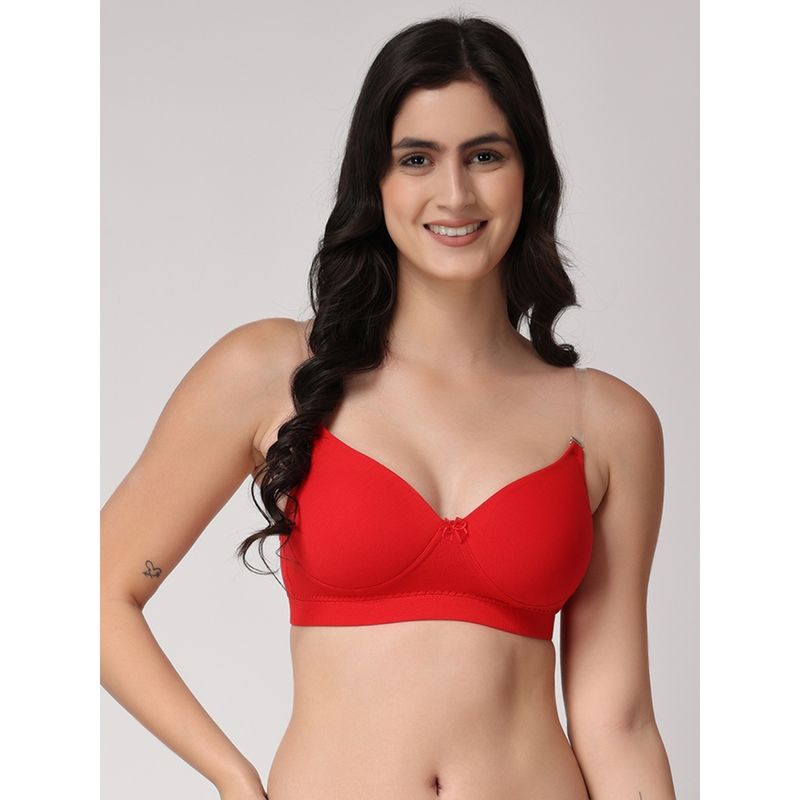 Floret Women Padded & Non-Wired Full Coverage Red T-Shirt Bra (38B)