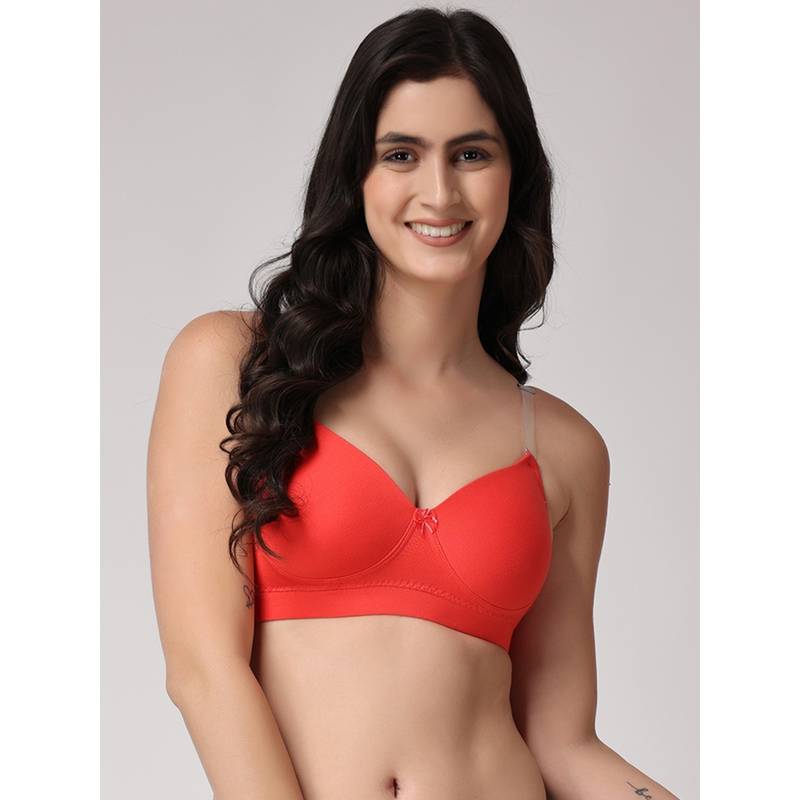 Floret Women Padded & Non-Wired Full Coverage Red T-Shirt Bra (30B)