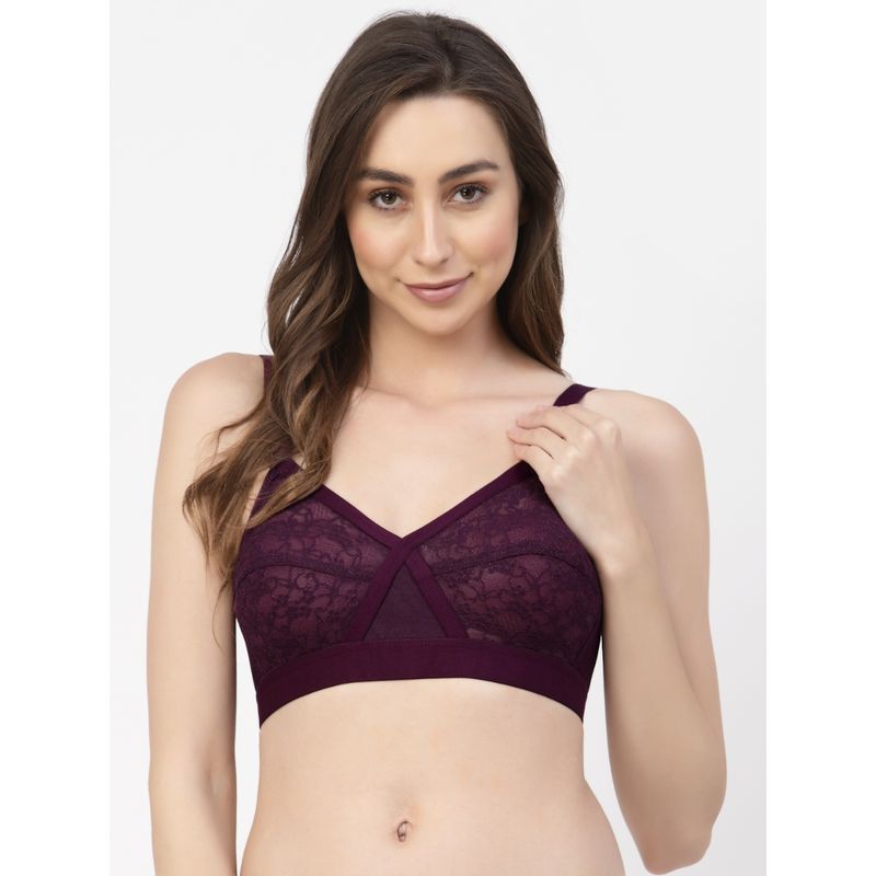 Floret Women Cross-Elastic Non-Padded & Non-Wired With Full Coverage Net Bra (40D)