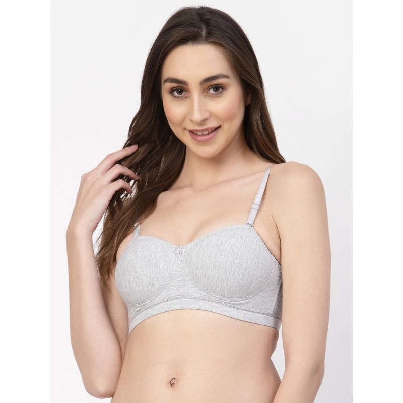Buy Floret Women Demi-Cup Grey Medium Coverage & Heavily Padded