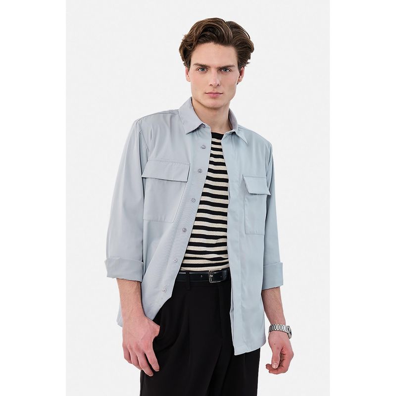 Snitch Grey Solid Regular Fit Shirt (XS)