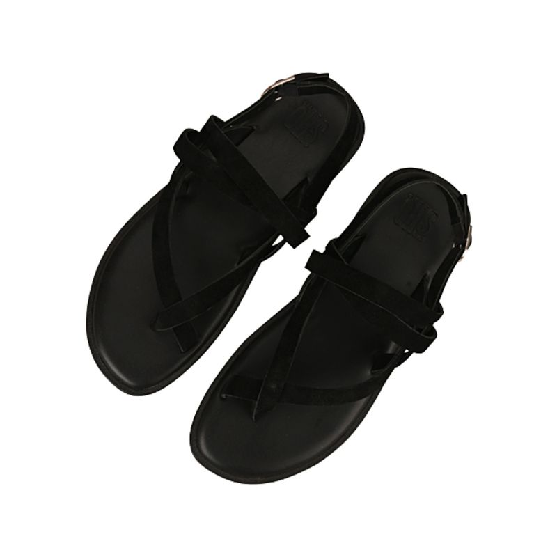 SKO Mens Milan Suede Black Sandals (UK 6)