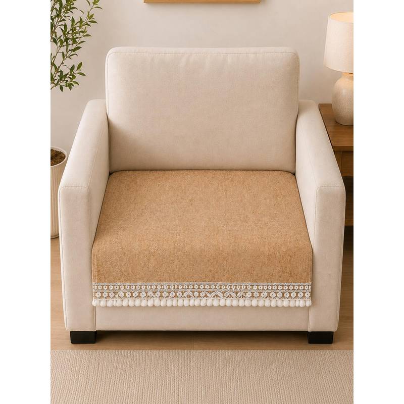 The Home Story Suede Velvet Sofa Mat - Velvet Grace - Sand Beige (1 Seater)