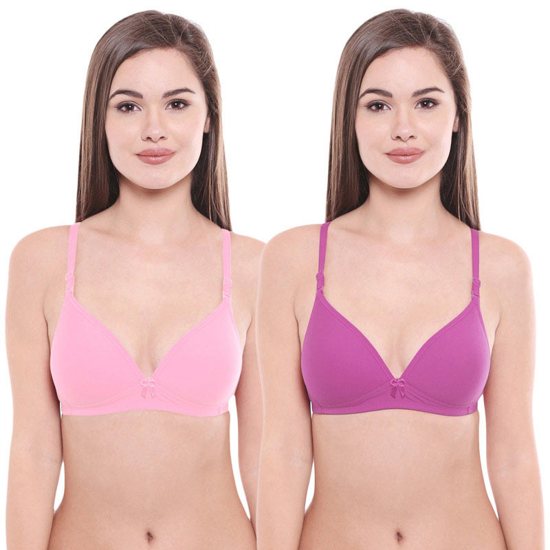 Bodycare Pack Of 2 Lightly Padded T-Shirt Bra - Multi Color (34B)