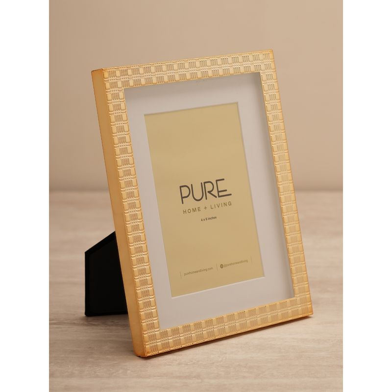 Pure Home + Living Gold Plated Patterned Metal Photo Frame - Small