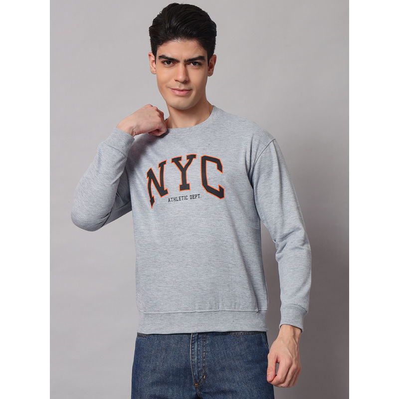 Obaan Mens Grey Typograhpy Sweatshirt (M)