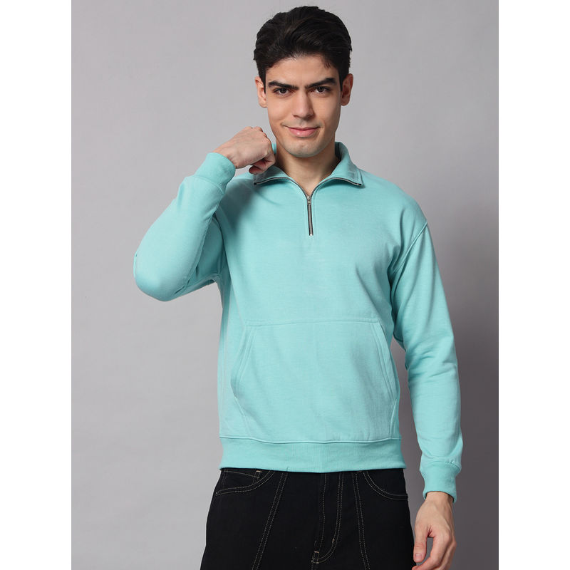 Obaan Mens Turquoise Solid Sweatshirt (2XL)