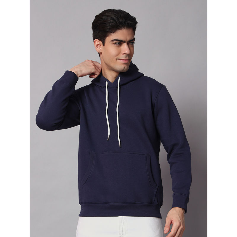 Obaan Mens Blue Solid Hoodie (M)