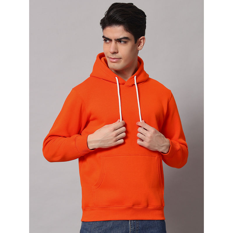 Obaan Mens Orange Solid Hoodie (M)