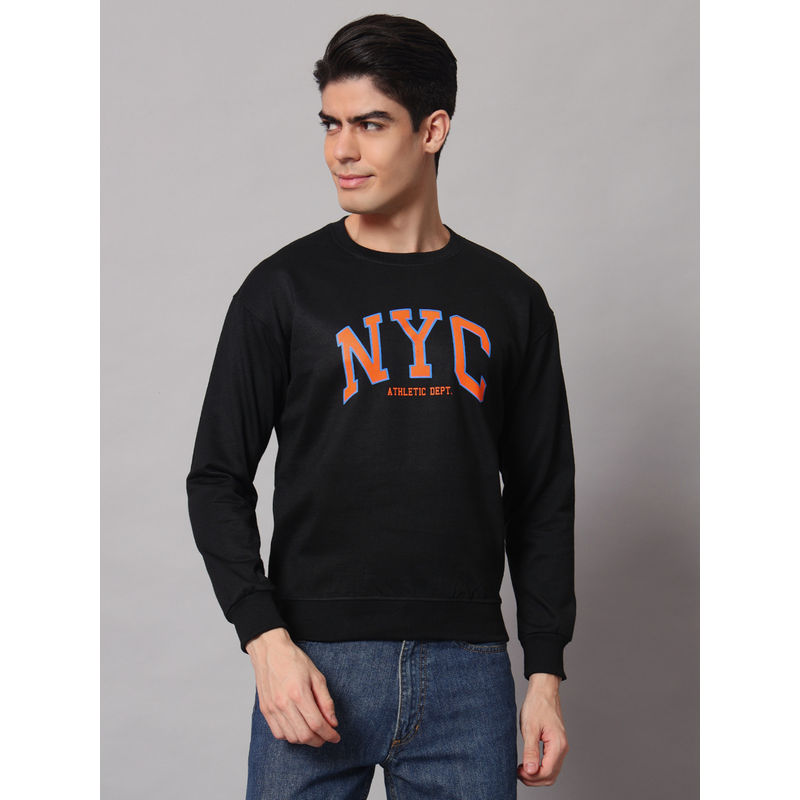 Obaan Mens Black Typography Sweatshirt (M)