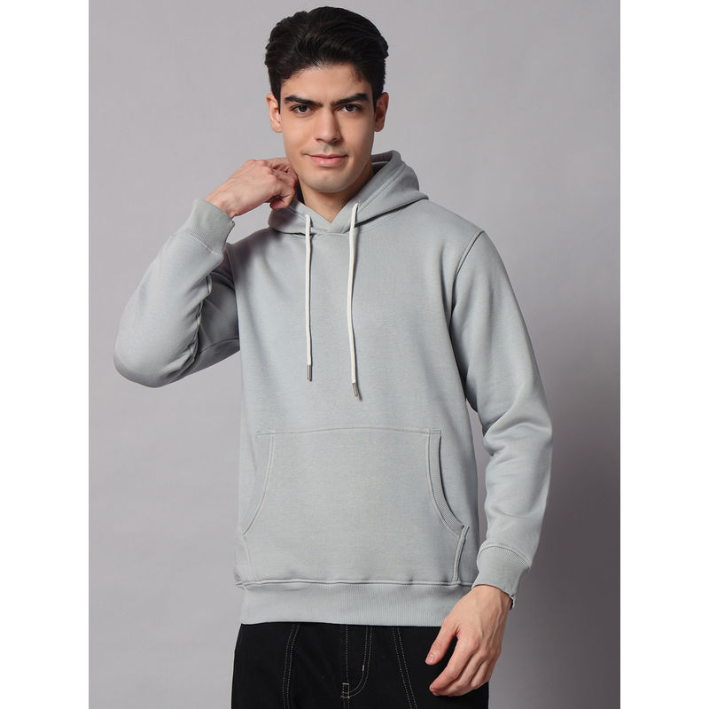 Obaan Mens Grey Solid Hoodie (M)