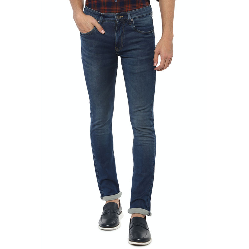 Louis Philippe Men Navy Blue Jeans (38)