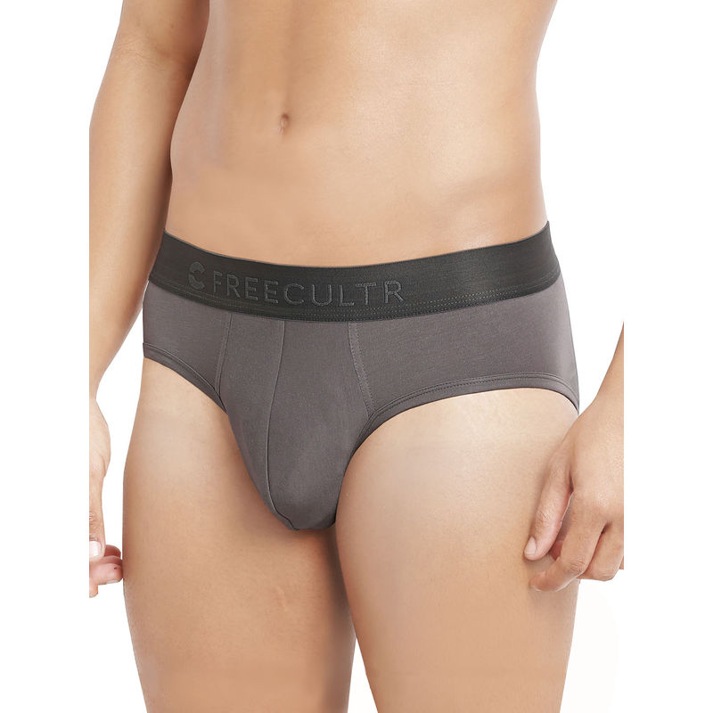 FREECULTR Anti-Microbial Air-Soft Micromodal Underwear Brief Pack Of 1 - Grey (S)