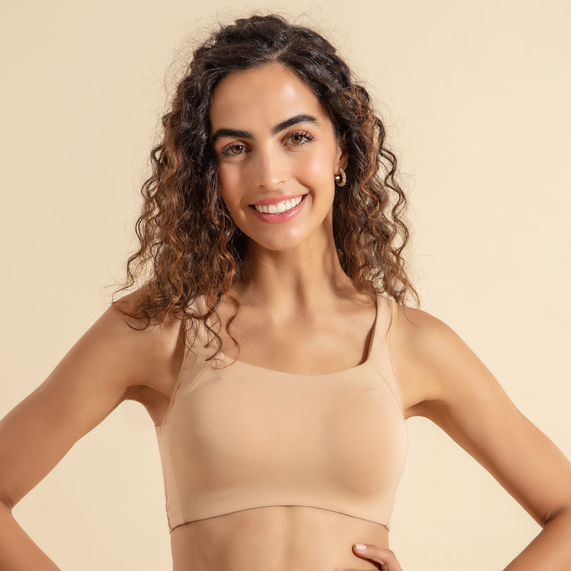 Nykd by Nykaa Trendy Square Neckline Slip on Bra with full coverage - NYB158 Sand (M)