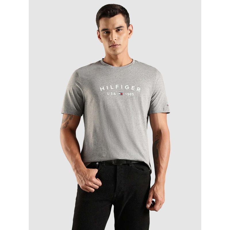 Tommy Hilfiger Logo Regular Fit Cotton T-Shirt - Grey (XS)