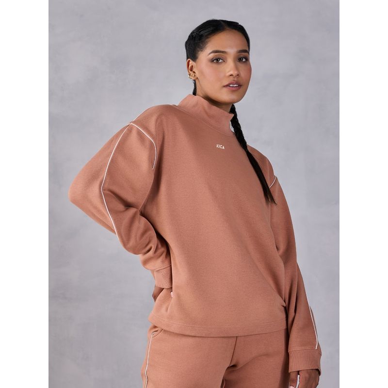 Kica Fleece Oversized Sweatshirt With Contrast Piping For Everyday (M)
