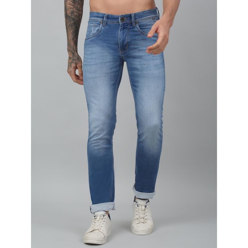 Cantabil Men Light Blue Solid Stretchable Jeans (32)