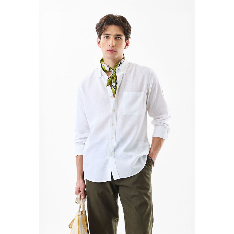 Snitch White Solid Full Sleeves Regular Casual Shirt for Men (M)