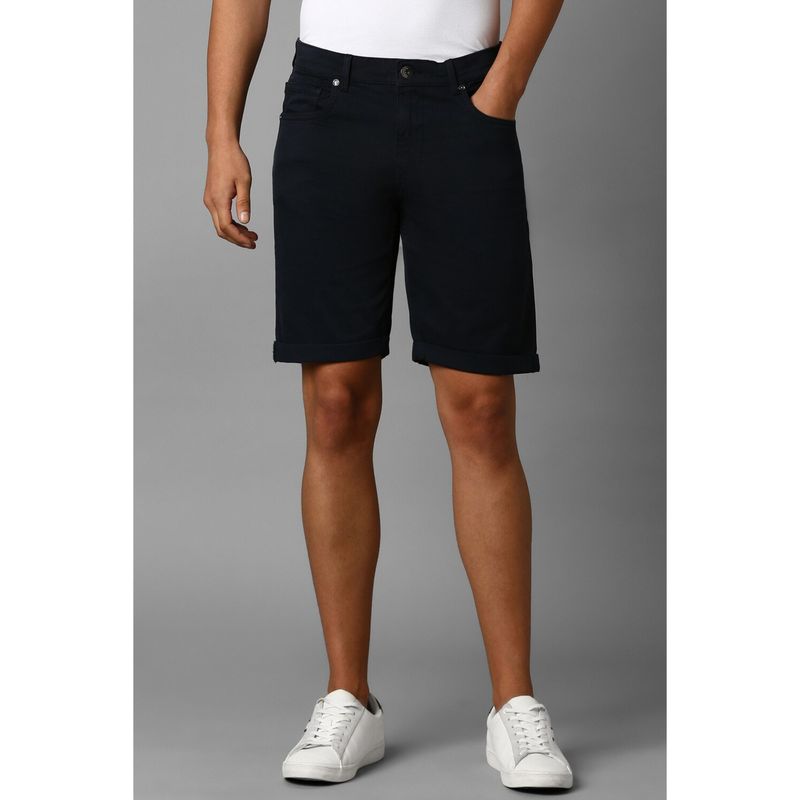 Louis Philippe Men Black Solid Slim Fit Shorts (30)