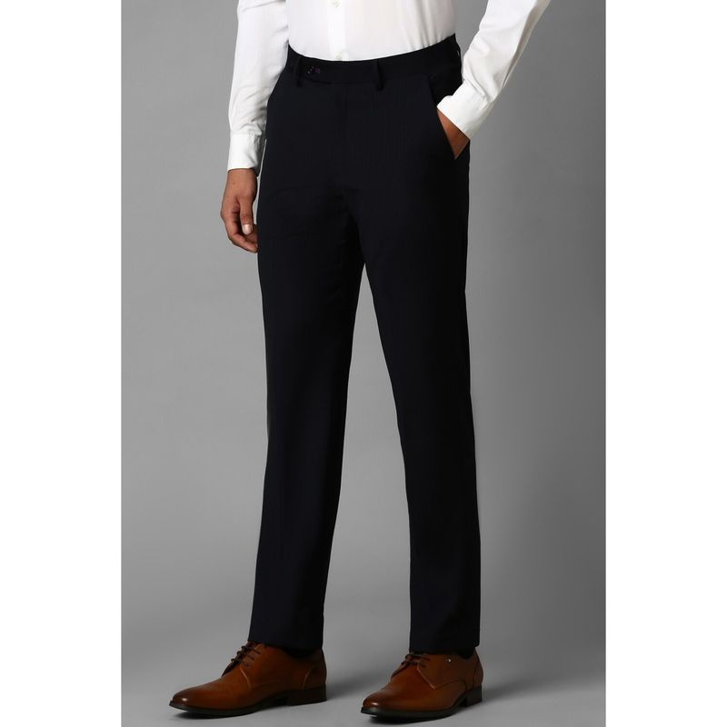 Louis Philippe Men Black Slim Fit Solid Flat Front Formal Trouser (32)