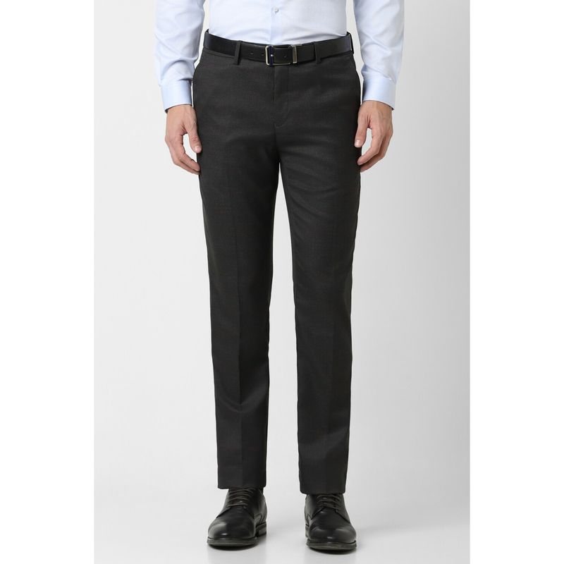 Peter England Men Black Solid Slim Fit Formal Trouser (32)